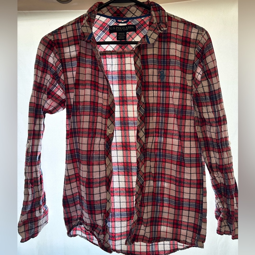 U.S. Polo Assn. Red Plaid Kids Shirt